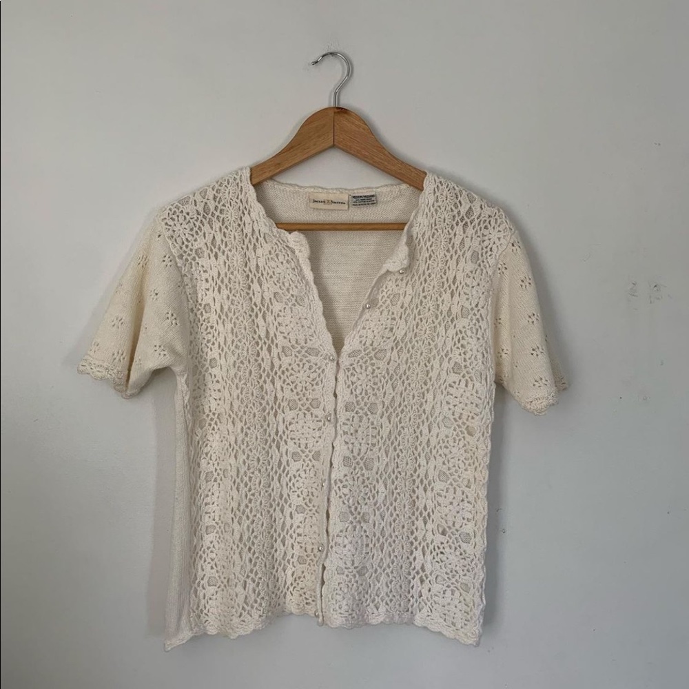 Vintage Cream Lace Buttoned Top